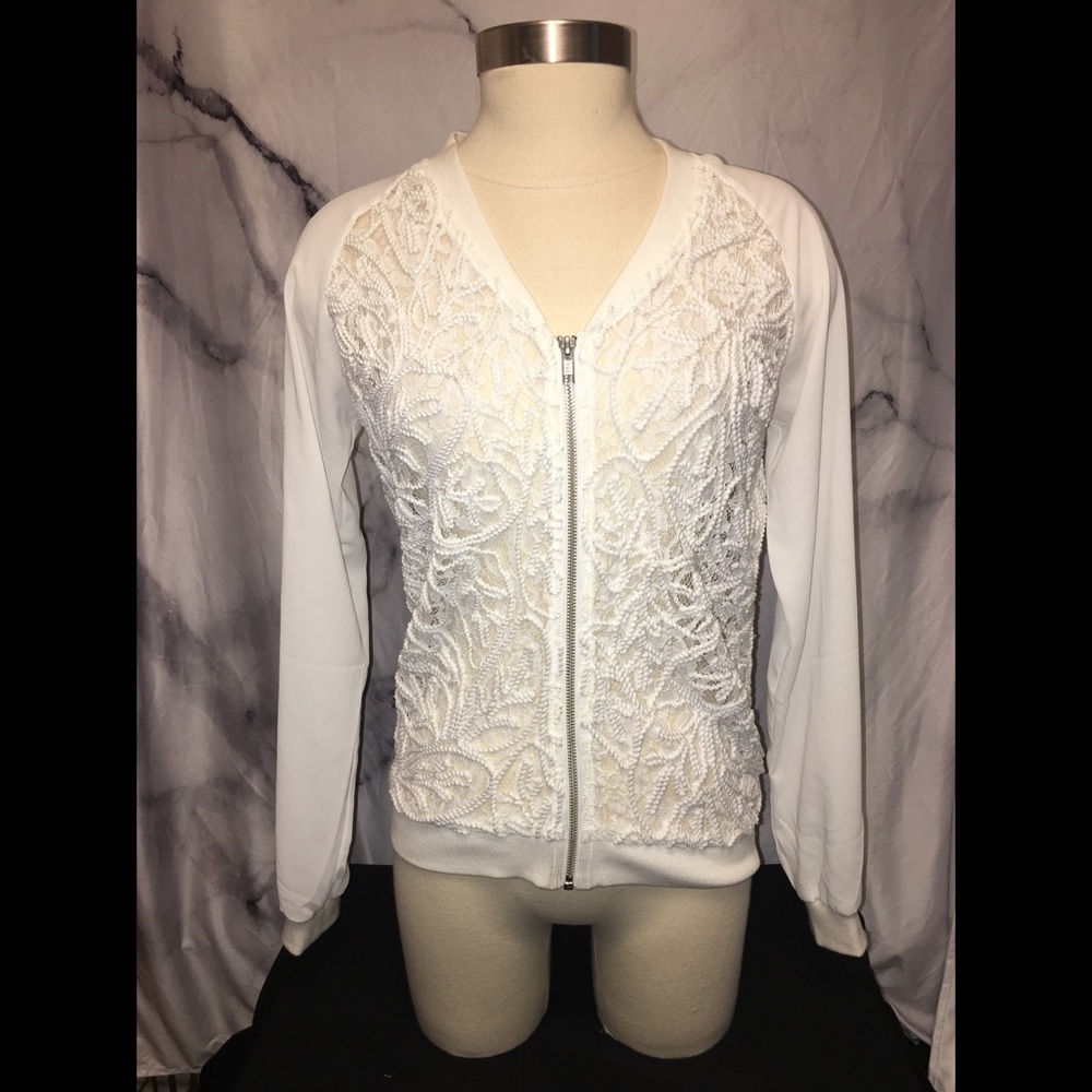 White Heartloom Lace Crochet Jacket